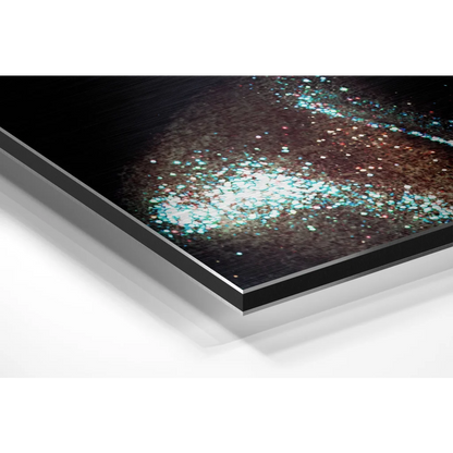 Stunning Brushed Aluminium Dibond Cosmic Glitter Wall Art | Glass Wall Art Print | vintageantiquesgifts.com