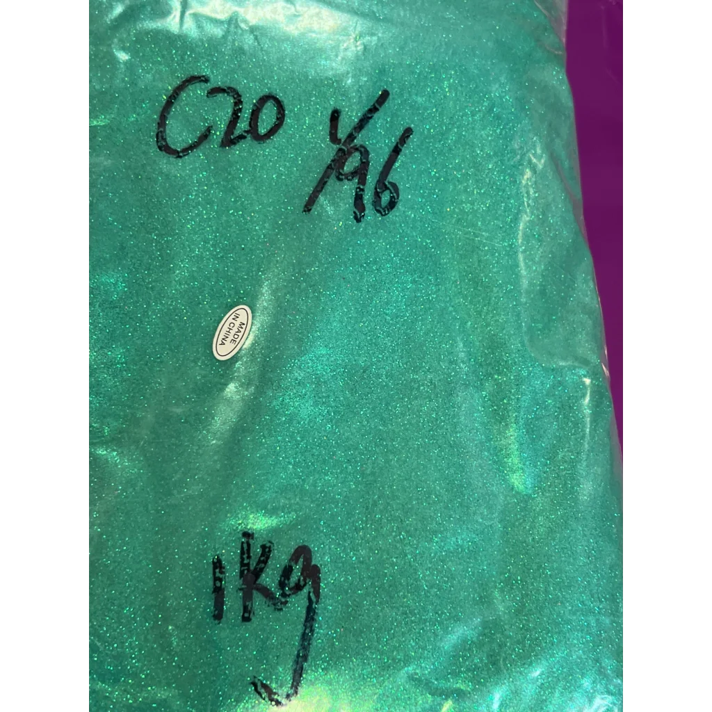Translucent bag of teal glitter from Sparkly Light Pink Pink 2mm F321R Glitter Collection