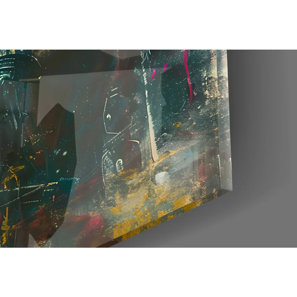 Spartan warrior abstract wall art print in transparent bag with colorful design