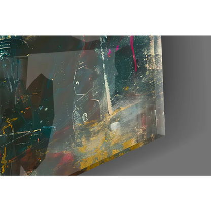 Spartan warrior abstract wall art print in transparent bag with colorful design