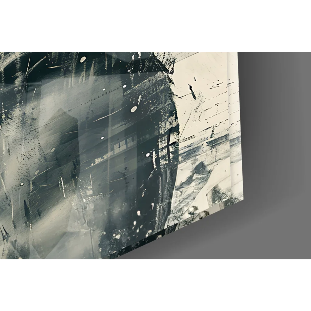 Bold black and white Spartan warrior helmet canvas wall art with textured brushstrokes