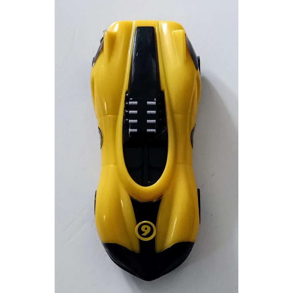 Yellow Speed Racer toy car number 9 pull-back racer in black and yellow