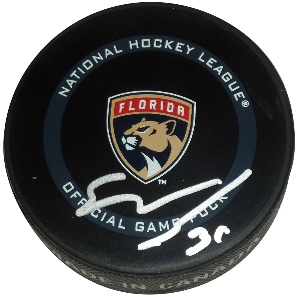 Spencer Knight autographed Florida Panthers game hockey puck
