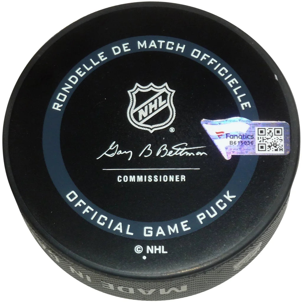 Spencer Knight autographed Florida Panthers game hockey puck in cube