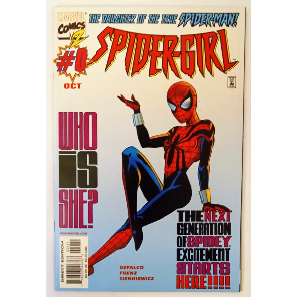 Spider-Girl Marvel Comics cover with dynamic red blue web costume