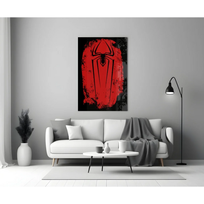 Red and black Spider-Man logo grunge canvas wall art