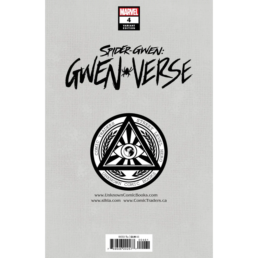 Variant comic book cover of Spider Gwen in white hood for the Epic White Hood Variant Cover