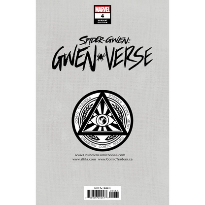 Variant comic book cover of Spider Gwen in white hood for the Epic White Hood Variant Cover