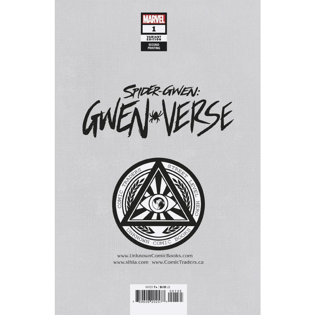 Gray comic book cover with black text and emblem from Gwenverse 1 Greg Land exclusive