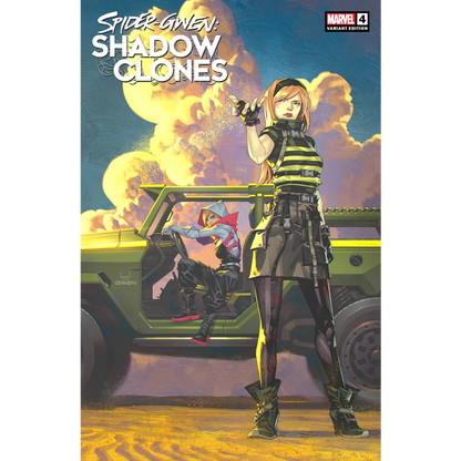Variant comic book cover for Spider-Gwen Shadow Clones Issue 4 featuring shadow clones