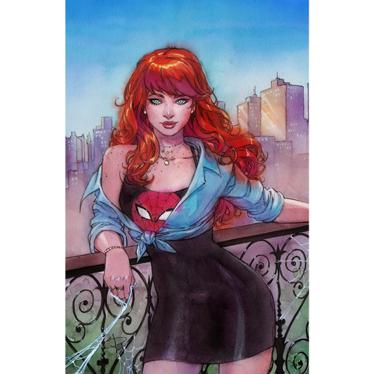 Vibrant Mary Jane Watson illustration from Epic Spider Man #1 by Dan Slott and Mark Bagley featuring Peter Parker