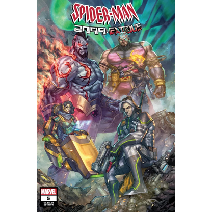 Comic book cover with futuristic characters from Spider-Man 2099 Exodus Issue 5 Variant Edition