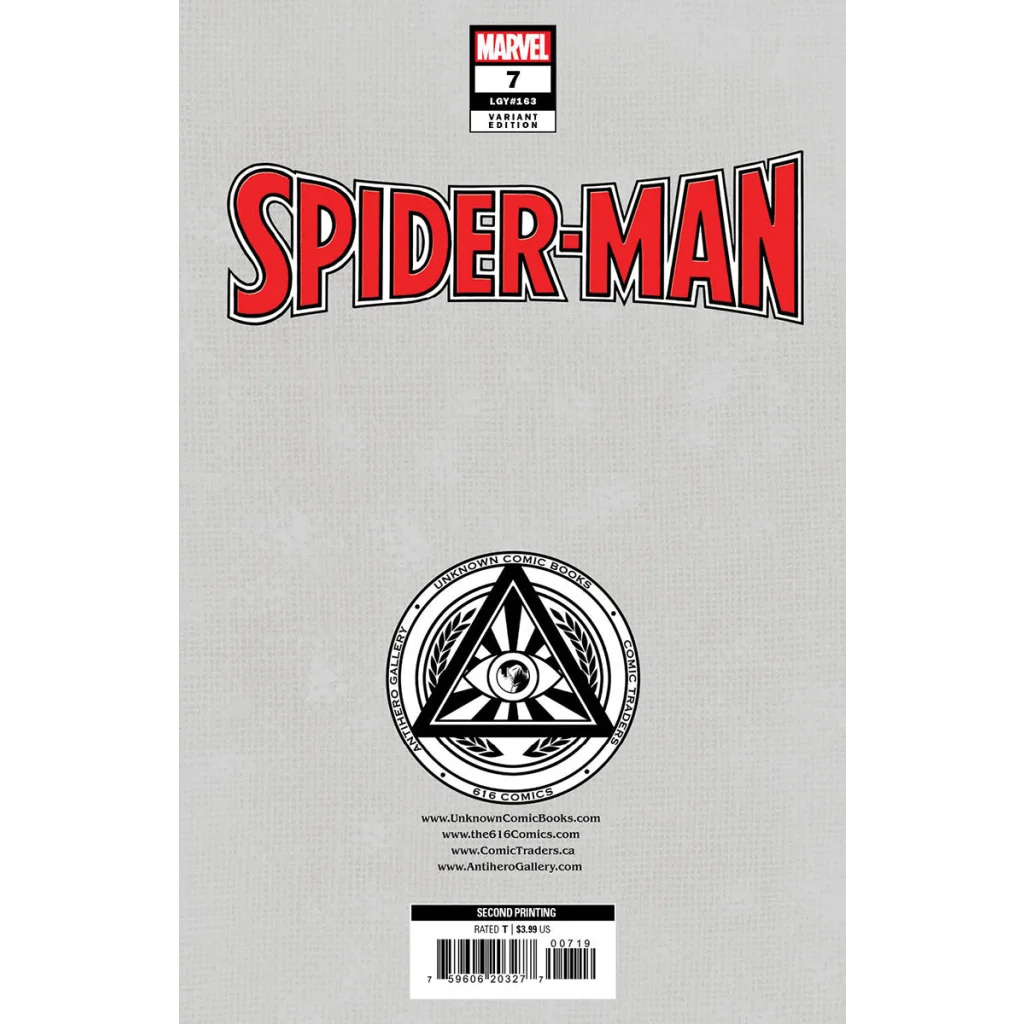 Grayscale Spider-Man comic book cover 2nd printing Unknown Comics Ultimate Spider-Verse