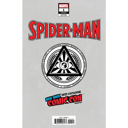 Gray Spider-Man comic book with eye-in-pyramid logo and New York 2022 Comic-Con label