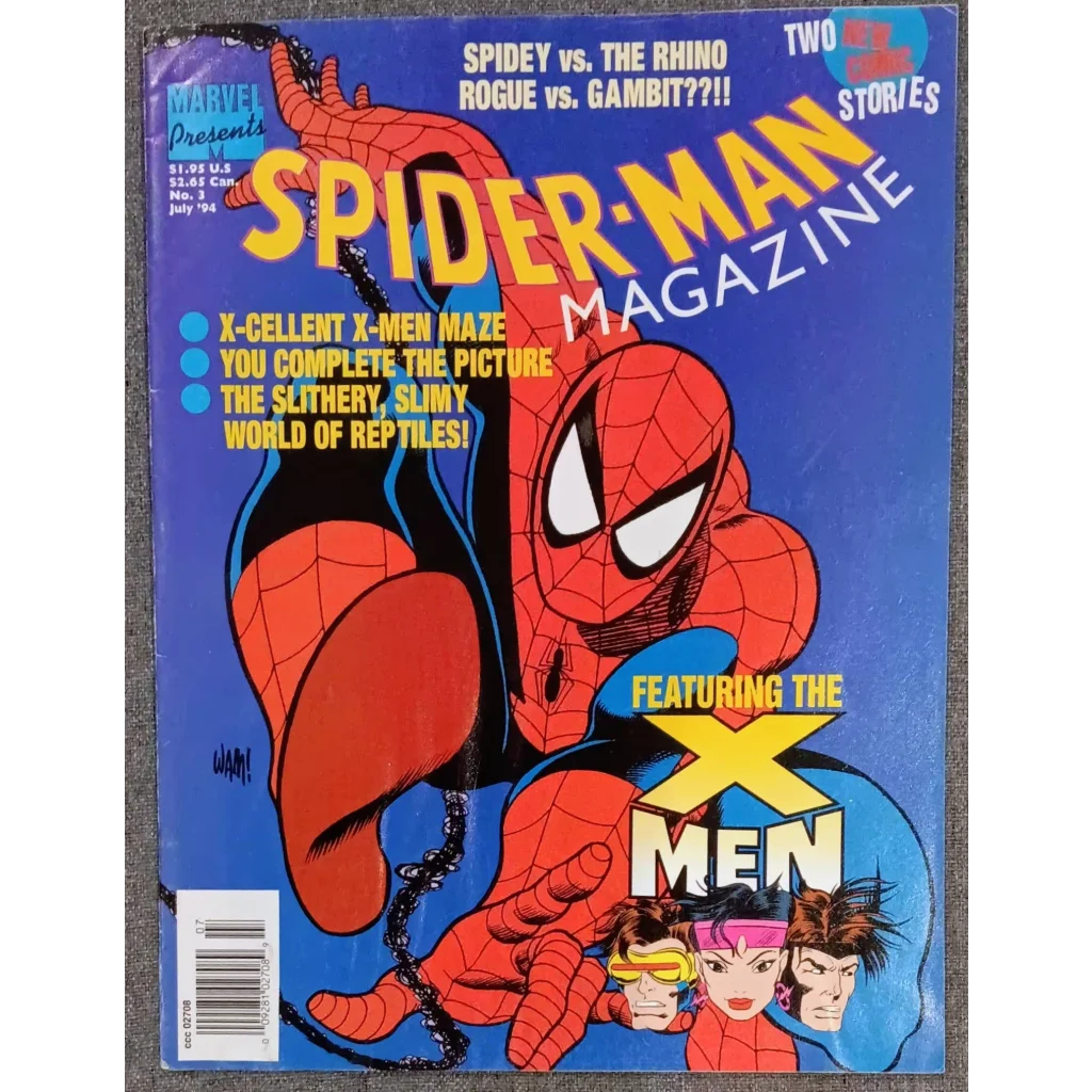 Vibrant Spider-Man Magazine Issue 3 cover with X-Men, Marvel Comics 1994