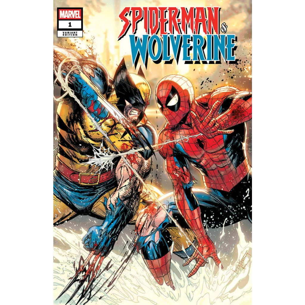 Red and blue Spider-Man suit by Tyler Kirkham for Unknown Comics exclusive