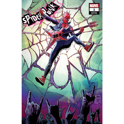 Comic book featuring Spider-Punk with star-shaped guitar from Cody Ziglar and Justin Mason