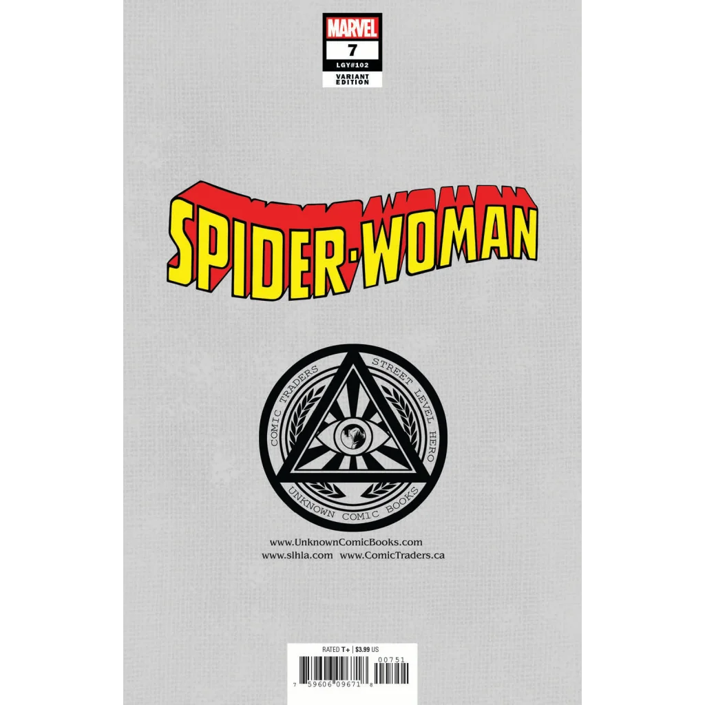 Marvel comics Spider Woman #7 comic book with yellow and red title by Lucas Wernick