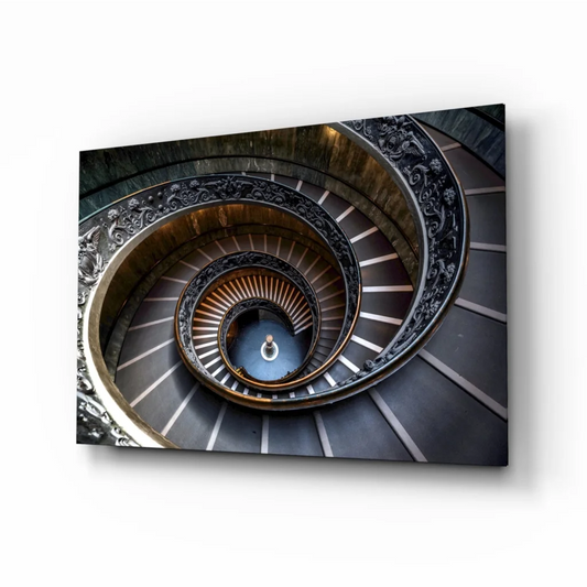 Stunning Spiral Staircase Glass Wall Art Print | Insigneart USA | vintageantiquesgifts.com