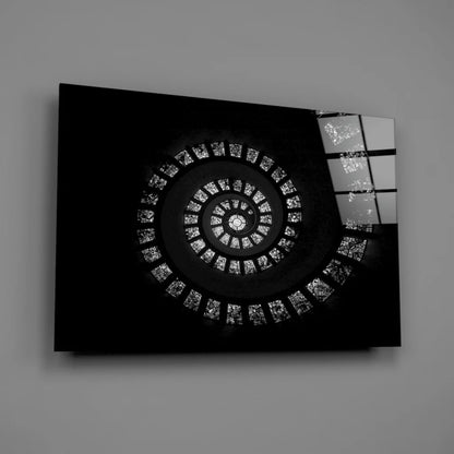Stunning silver spiral glass wall art canvas print