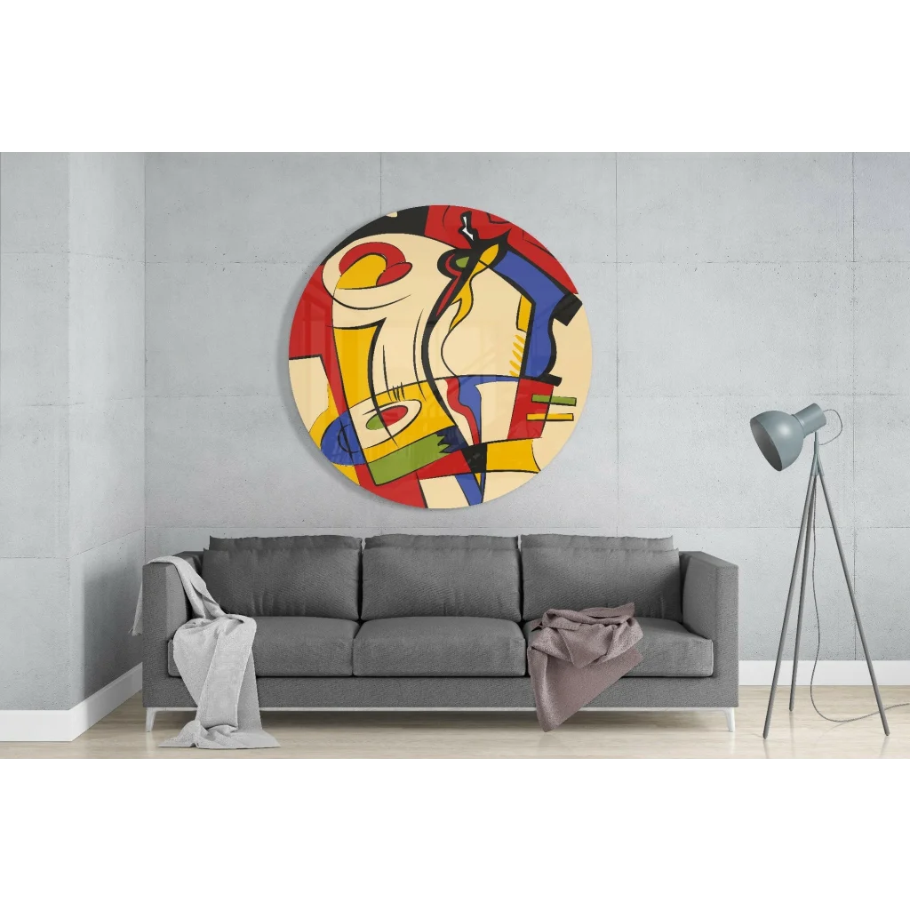 Bold Geometric Tempered Glass Art in Vibrant Colors | Glass Wall Art Print | vintageantiquesgifts.com