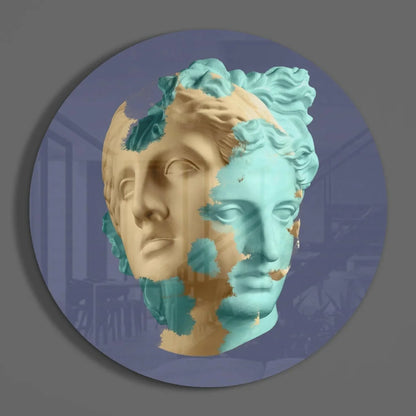 Dual tone marble head sculpture in tempered glass art