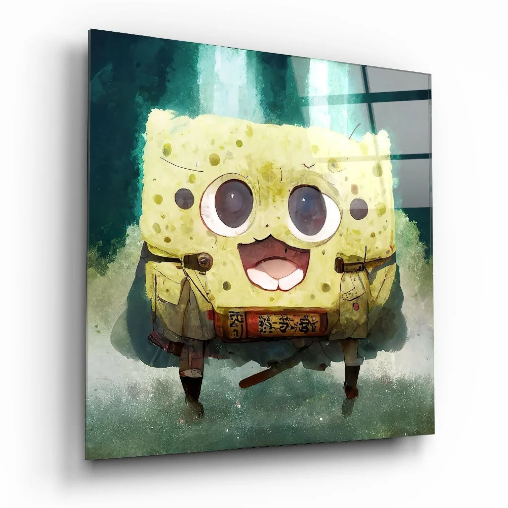 SpongeBob Glass Wall Art Panel with Textured Green Surface | Insigneart USA | vintageantiquesgifts.com