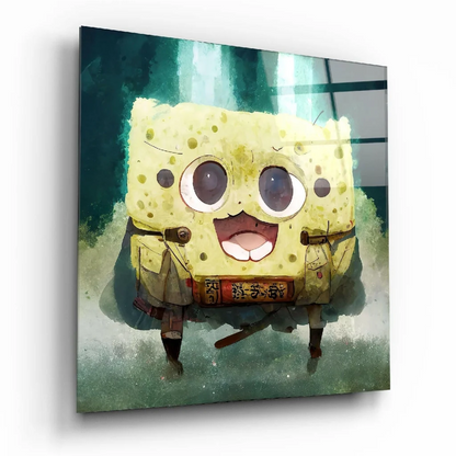 SpongeBob Glass Wall Art Panel with Textured Green Surface | Insigneart USA | vintageantiquesgifts.com