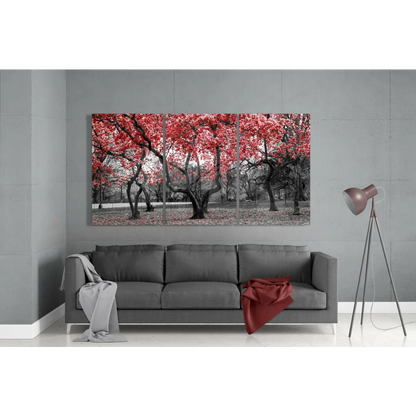 Red Blossom Triptych Canvas Wall Art with Stunning Color Pop | Modern Wall Art Decor | vintageantiquesgifts.com