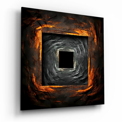 Fiery Sunset Tempered Glass Art with Swirling Orange Flames | Insigneart USA | vintageantiquesgifts.com