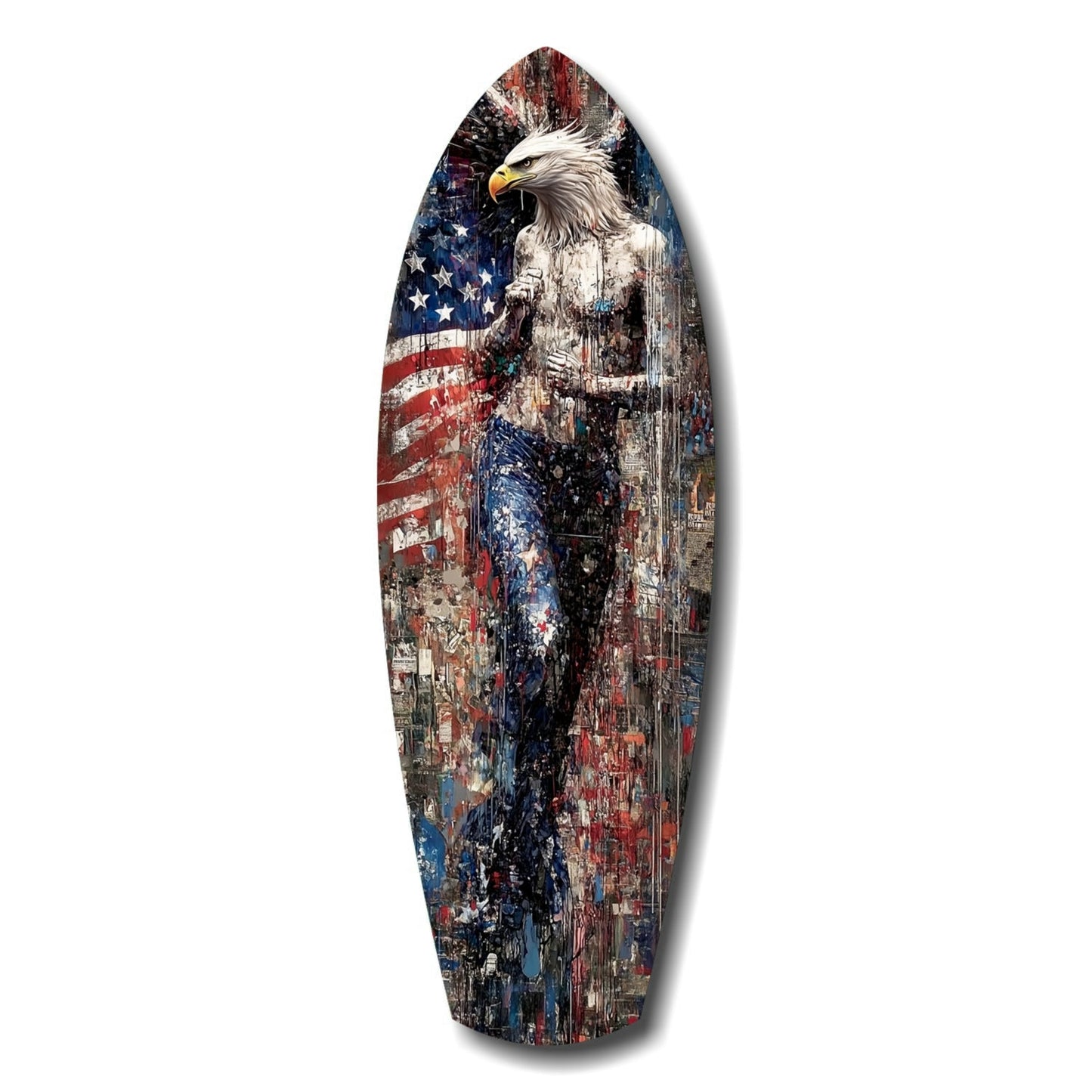 American Eagle Surfboard Glass Wall Art