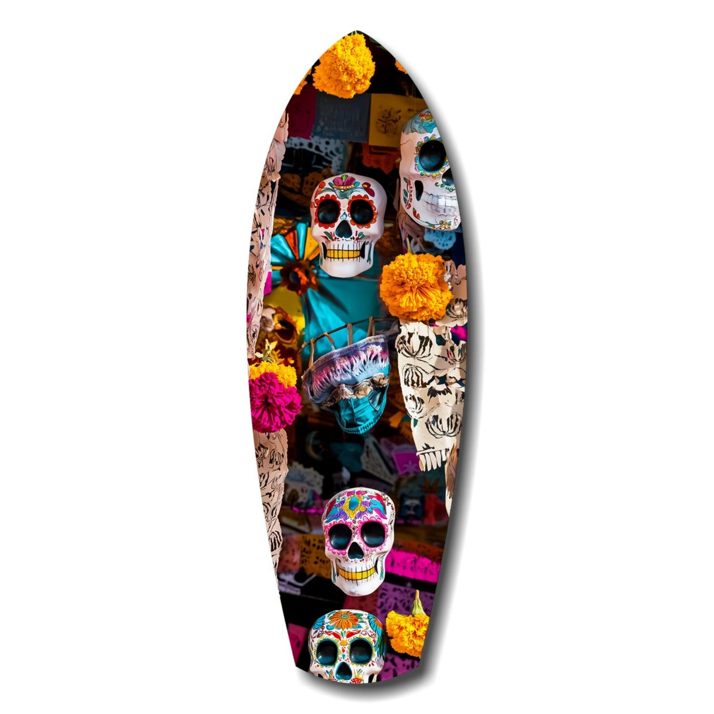 Sugar Skulls and Marigold Market Glass Wall Art