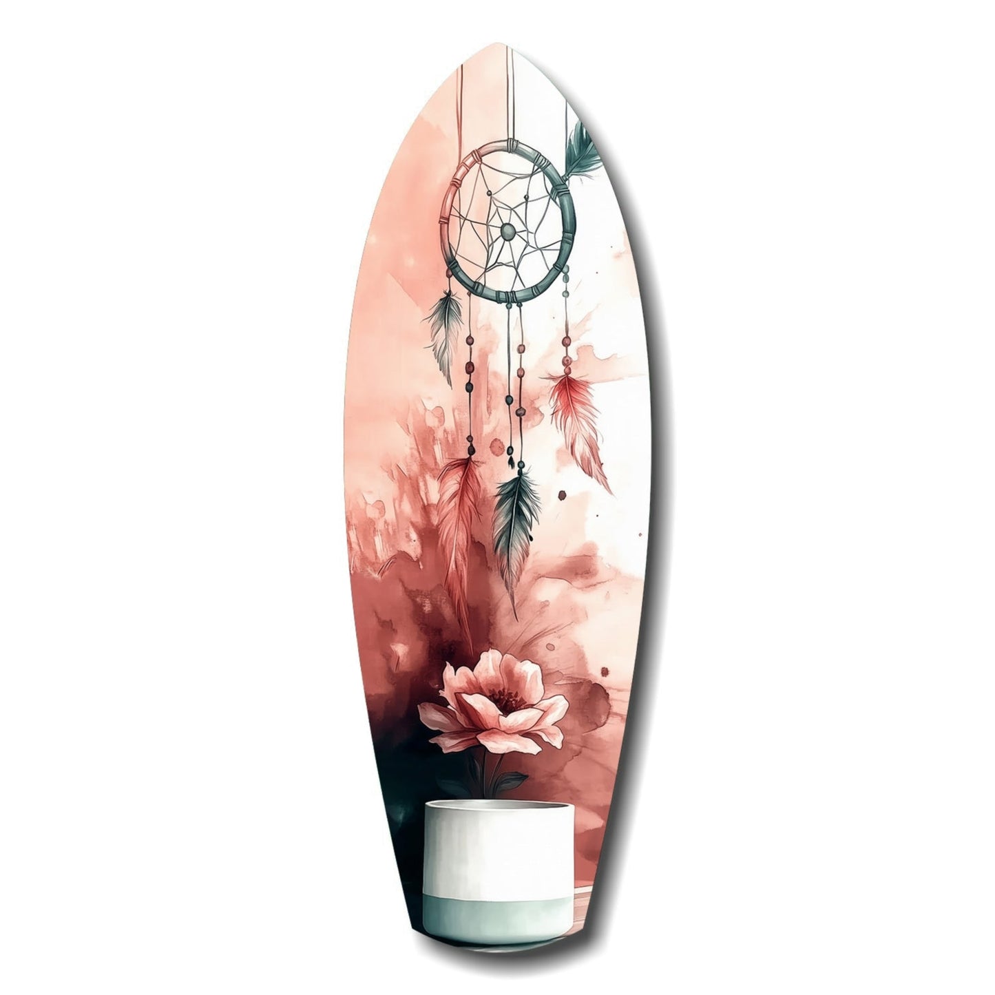 Blush Dreamcatcher Bloom Surfboard Glass Wall Art