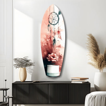 Blush Dreamcatcher Bloom Surfboard Glass Wall Art