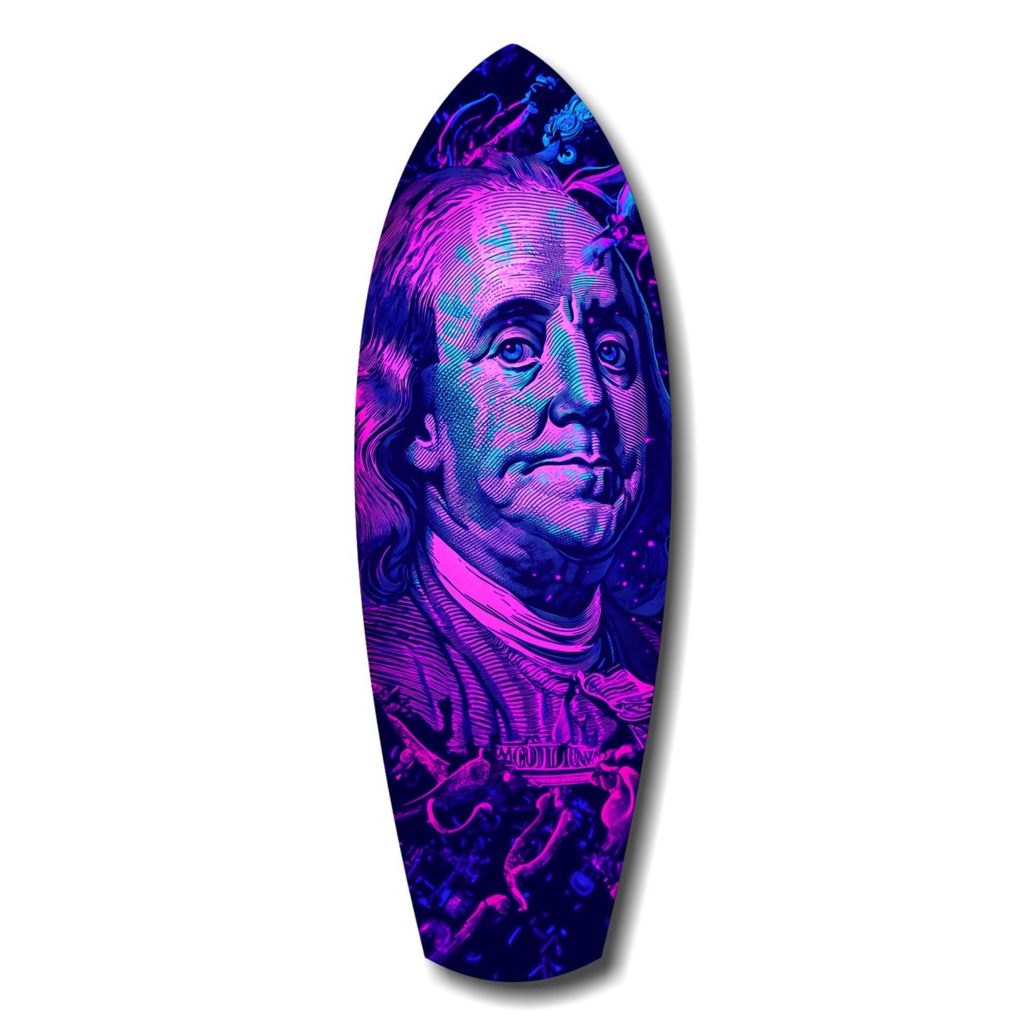 Magenta Ultraviolet Banknote Portrait Glass Wall Art