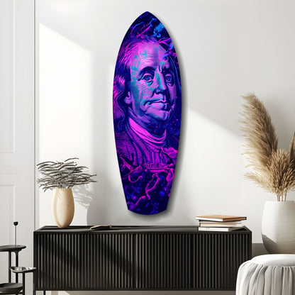 Magenta Ultraviolet Banknote Portrait Glass Wall Art