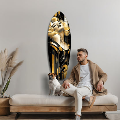 Golden Blonde Bombshell Glass Wall Art