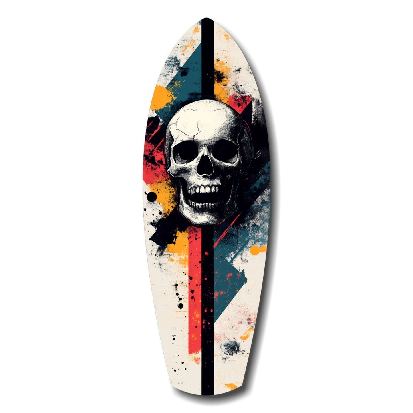 Grunge Surfboard Skull Glass Wall Art