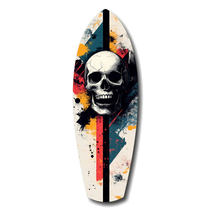 Grunge Surfboard Skull Glass Wall Art