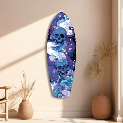 Indigo Cloud Skulls Surfboard Glass Wall Art