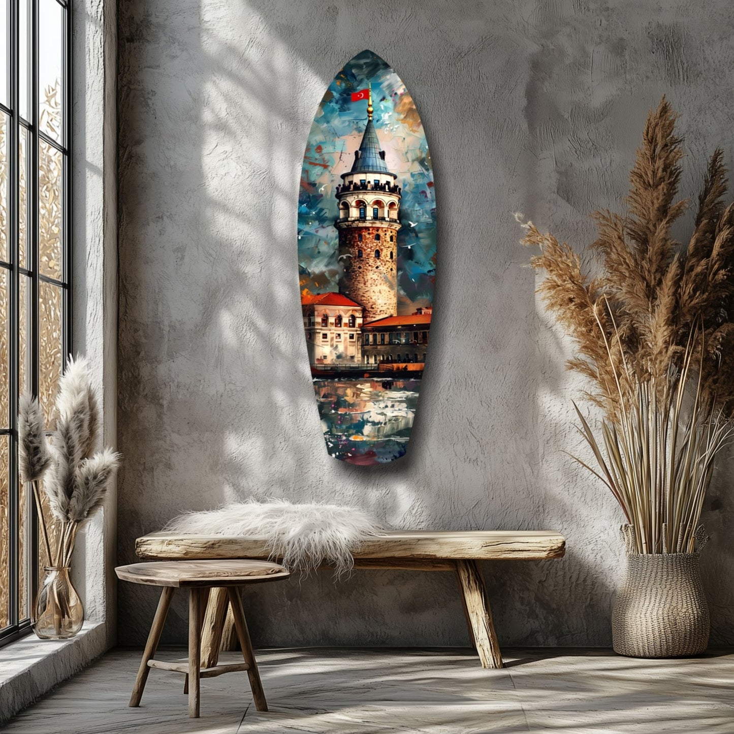 Surfboard Galata Tower Glass Wall Art