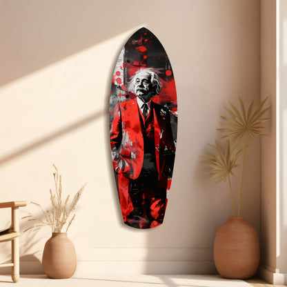 Standing Genius Red Blazer Splatter Glass Wall Art