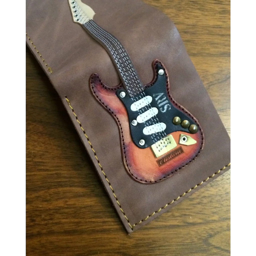SRV Signature Electric guitar wallet in genuine leather with Stratocaster design