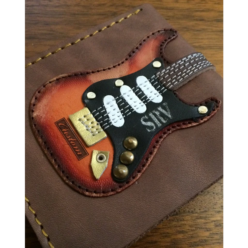 SRV Signature Electric genuine leather guitar wallet with brown accents