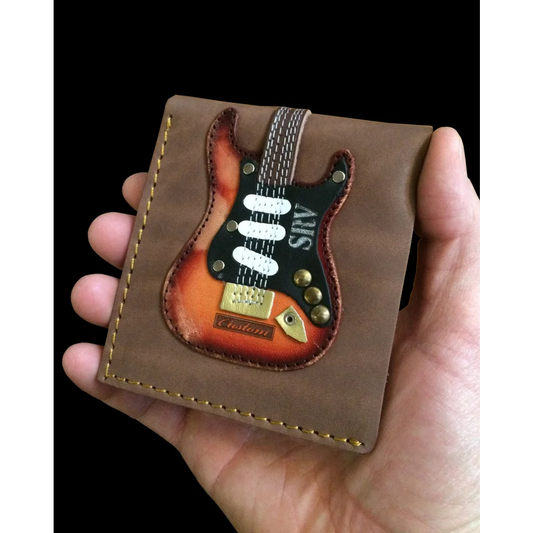 SRV Signature Electric guitar wallet in genuine leather with brown design
