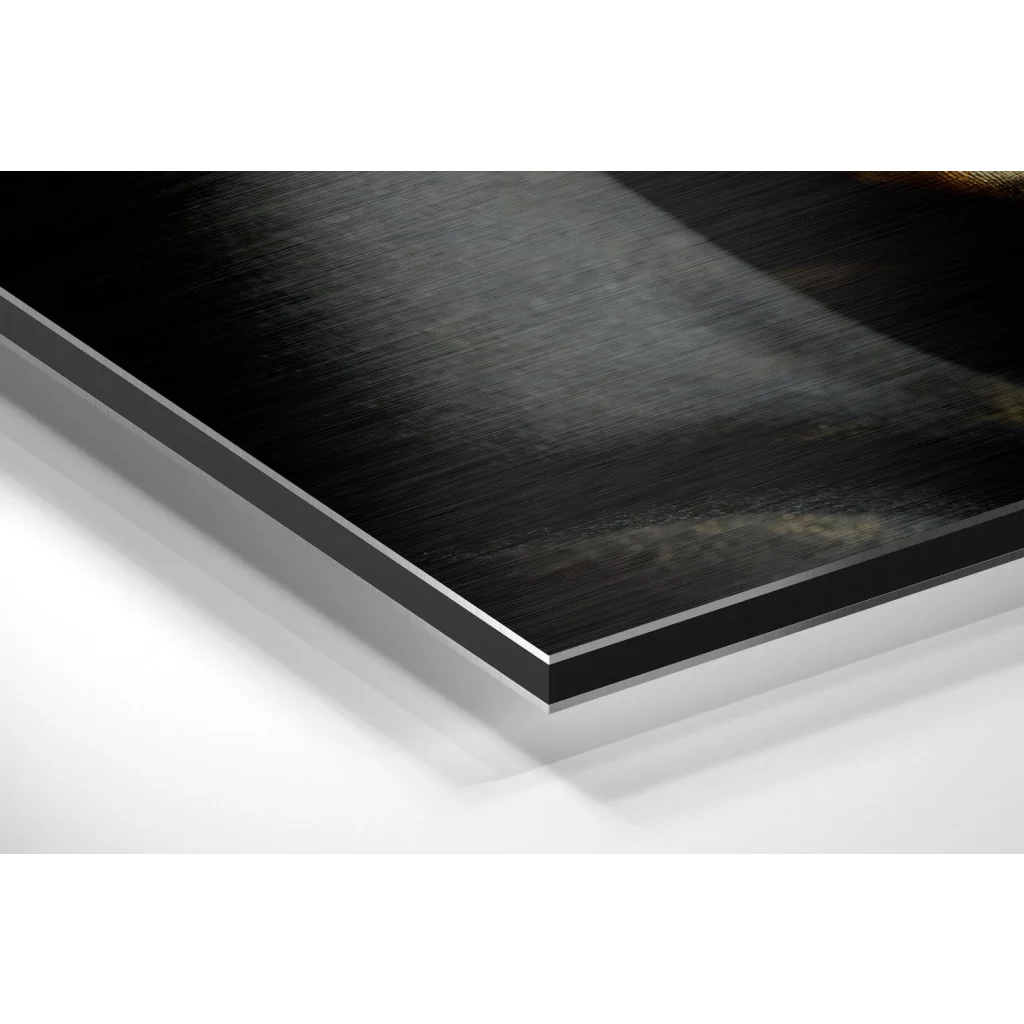 Glass Wall Art Stunning brushed aluminium dibond abstract art print with black metal frame