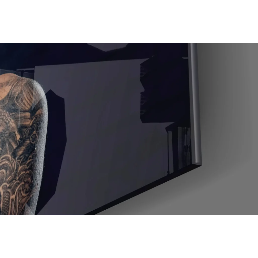 Stunning sugar skull woman glass wall art on sleek black-framed monitor