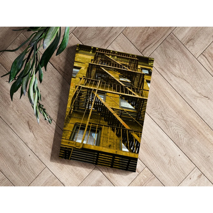 Insigne Aluminum Prints Yellow Fire Escape Urban Wall Art | Modern Wall Art Decor | vintageantiquesgifts.com