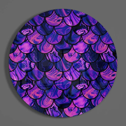 Vibrant purple pink mermaid scales tempered glass art panel