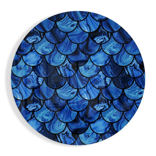 Mesmerizing Blue Mermaid Scale Tempered Glass Art | Insigneart USA | vintageantiquesgifts.com